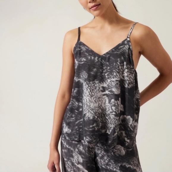 Athleta Tops - Athleta Tank Top Calm Cool Cami Black & Gray Women’s Sleep Top Size Medium